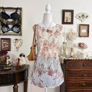 dainty coquette sheer floral lace ruffle blouse